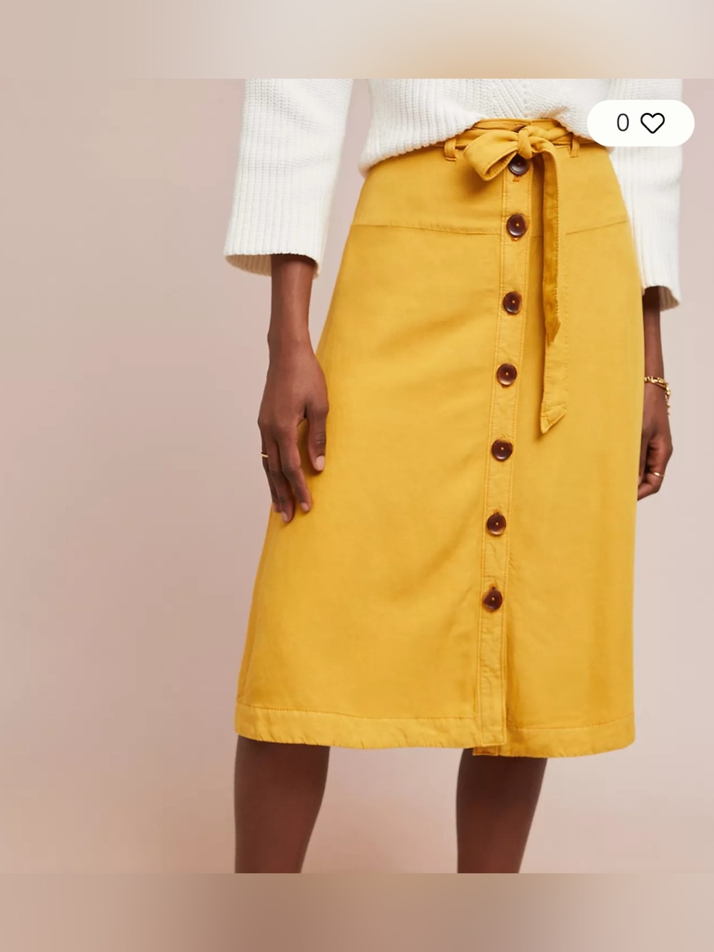 Mauve Button-Front Mustard Yellow A-Line Skirt